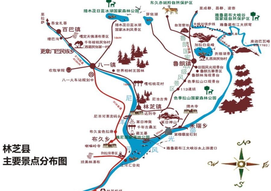 林芝旅游地图