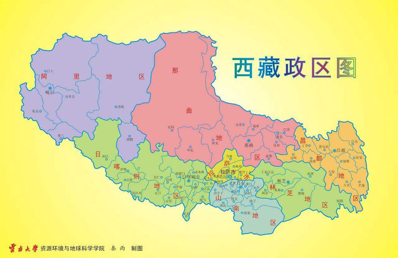 西藏行政划分图