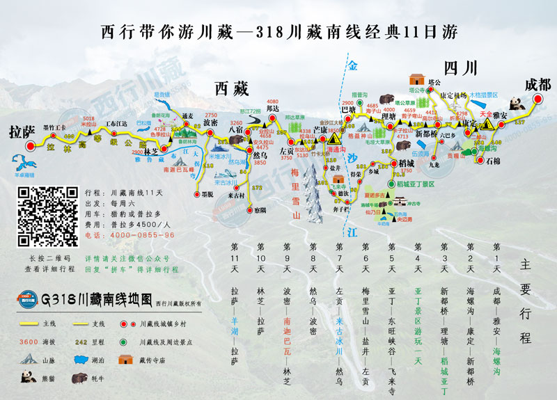 川藏11日游线路