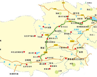 青藏线旅游路线图