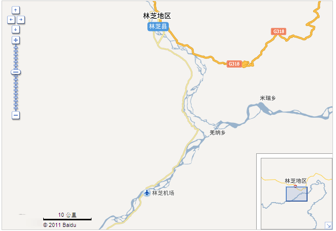 林芝地图 如图我们可以分析出林芝位于中国西藏自治区东南部,内与昌都图片