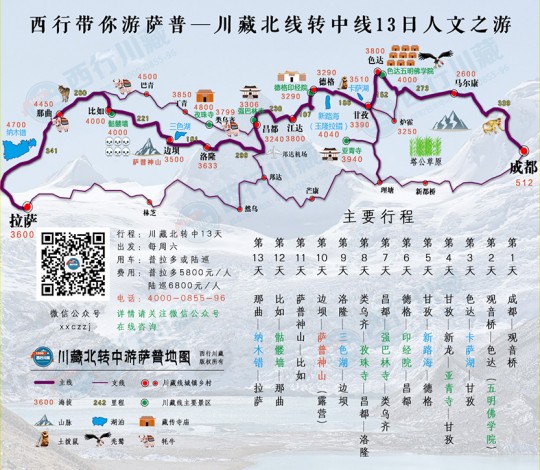 川藏北线自驾游路线图图片